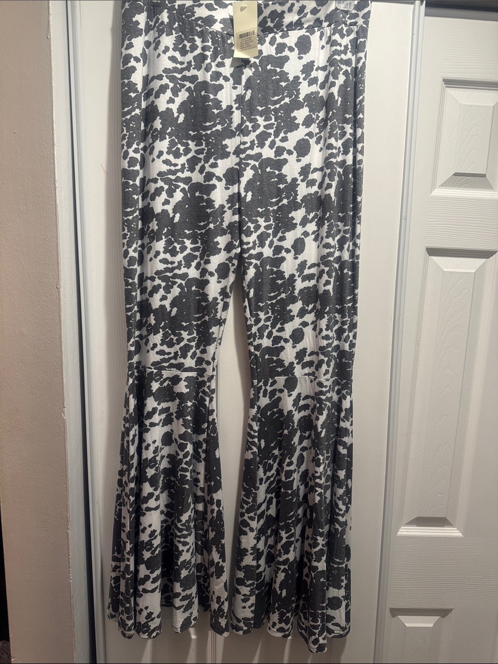 Wide Leg Printed Flare Pants - Black & White